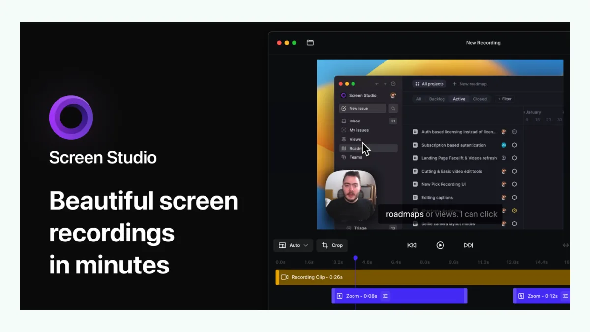Screen Studio screen recording editor product preview